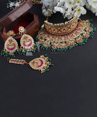 Kundan Necklace Set 22KT Gold Plated 3