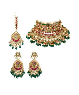 Kundan Necklace Set 22KT Gold Plated 4