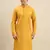 Sanwara Men's Mustard chickenkari Long Sleeve Cotton Designer Kurta