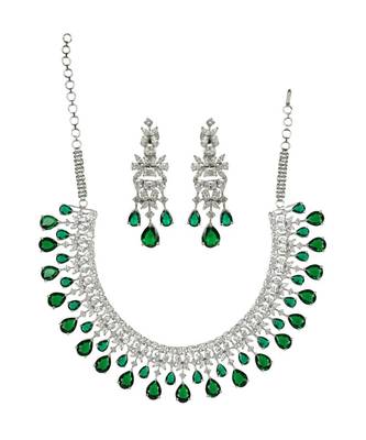 Rhodium Plated Diamonte Necklace Set 3