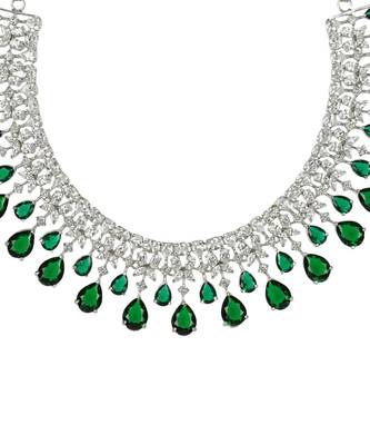 Rhodium Plated Diamonte Necklace Set 4