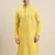 Sanwara Men's Yellow chickenkari Long Sleeve Cotton Designer Kurta