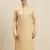 Sanwara Men's Light Yellow Printed Long Sleeve Cotton Elegant Kurta