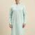 Sanwara Men's Sea Green chickenkari Long Sleeve Cotton Designer Kurta