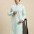 Sanwara Men's Sea Green chickenkari Long Sleeve Cotton Designer Kurta