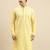 Sanwara Men's Light Yellow chickenkari Long Sleeve Cotton Designer Kurta