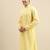 Sanwara Men's Light Yellow chickenkari Long Sleeve Cotton Designer Kurta