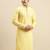 Sanwara Men's Light Yellow chickenkari Long Sleeve Cotton Designer Kurta