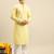 Sanwara Men's Light Yellow chickenkari Long Sleeve Cotton Designer Kurta