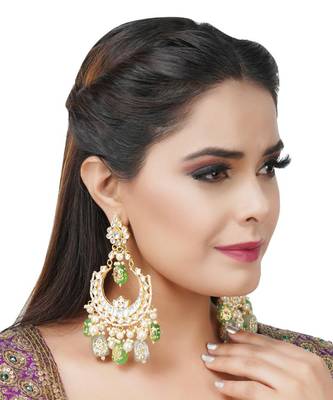 22KT Gold Plated Kundan Chandbali Earring 1