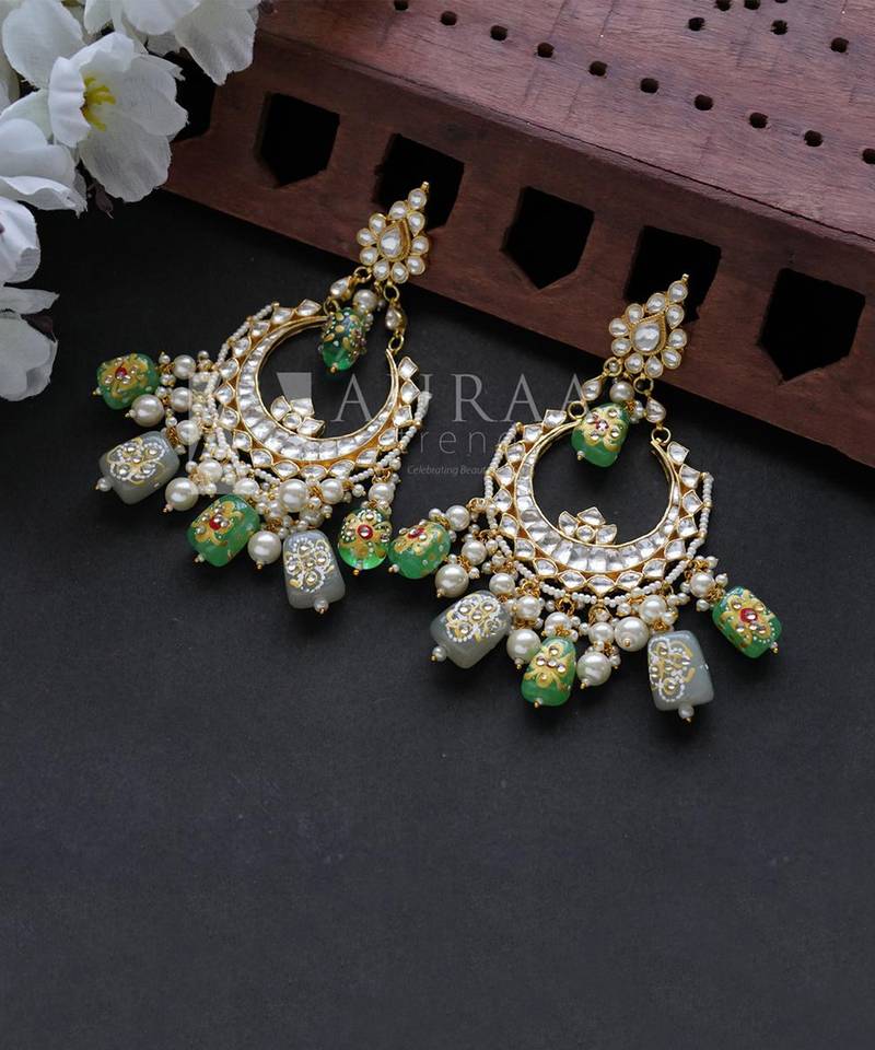 22KT Gold Plated Kundan Chandbali Earring