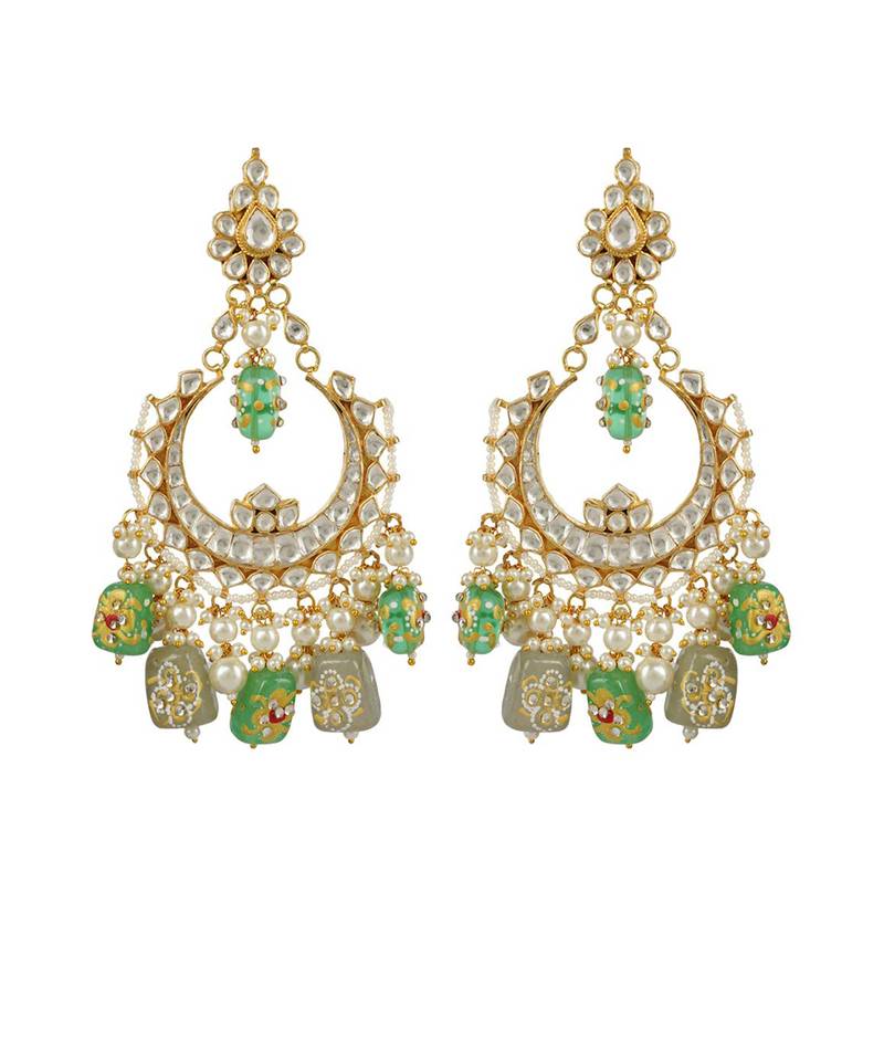 22KT Gold Plated Kundan Chandbali Earring