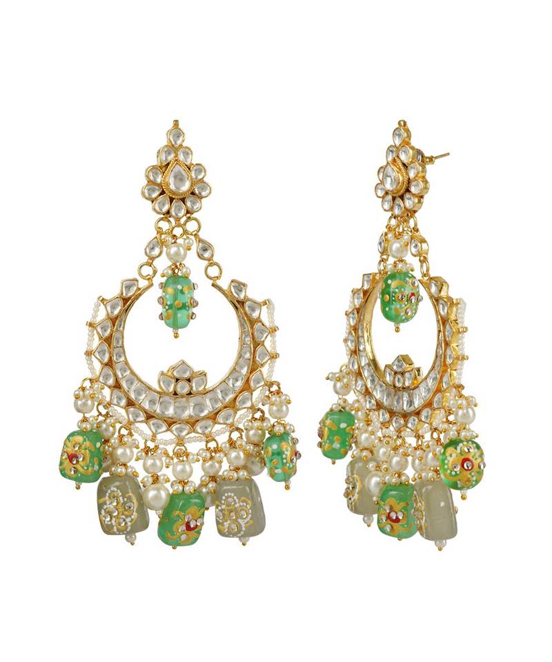 22KT Gold Plated Kundan Chandbali Earring