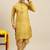 Sanwara Men's Yellow Woven Long Sleeve Art Silk Elegant Kurta with Cawl Pant