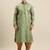Sanwara Men's Green Woven Long Sleeve Art Silk Elegant Kurta with Cawl Pant