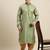 Sanwara Men's Green Woven Long Sleeve Art Silk Elegant Kurta with Cawl Pant