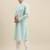 Sanwara Men's Sea Green chickenkari Long Sleeve Cotton Designer Kurta with Pyjama