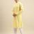 Sanwara Men's Light Yellow chickenkari Long Sleeve Cotton Designer Kurta with Pyjama
