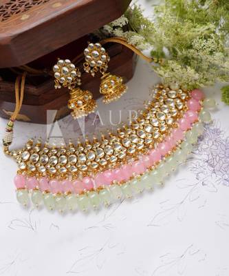 Kundan Necklace Set 22KT Gold Plated 3