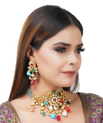 Kundan Necklace Set 22KT Gold Plated 1