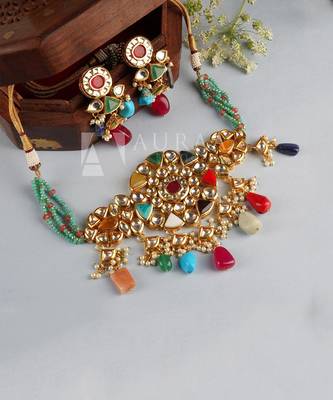 Kundan Necklace Set 22KT Gold Plated 2
