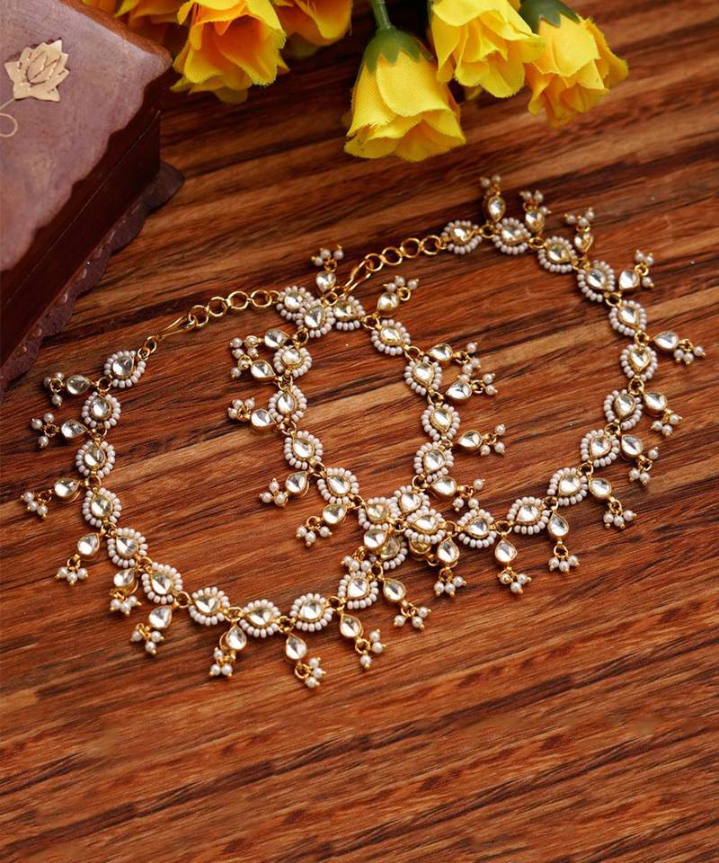 22KT Gold Plated Kundan Anklet