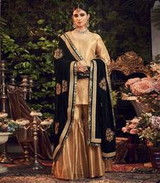 Oxidised Gold Garara Set With Velvet Dupatta Shawl