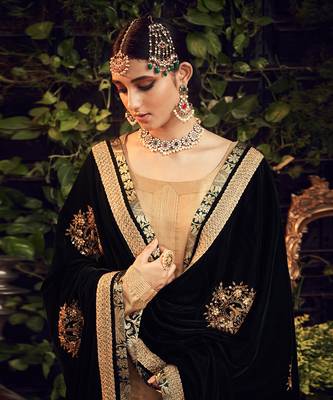 Oxidised Gold Garara Set With Velvet Dupatta Shawl 3