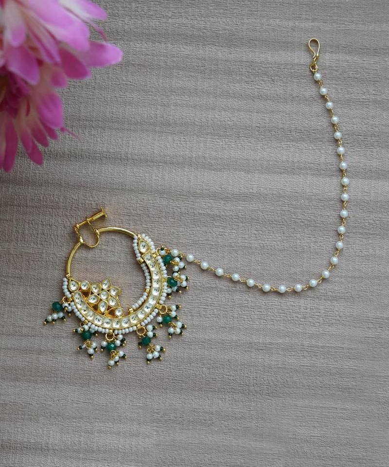 22KT Gold Plated Kundan Nath