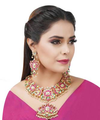 Kundan Necklace Set 22KT Gold Plated 1