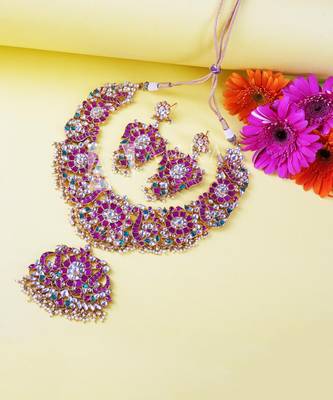 Kundan Necklace Set 22KT Gold Plated 3