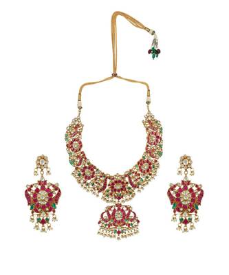 Kundan Necklace Set 22KT Gold Plated 4