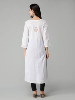 White embroidered cotton chikankari-kurtis 2