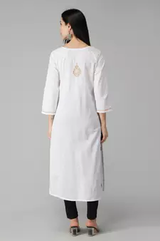 White embroidered cotton chikankari-kurtis