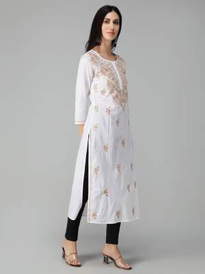 White embroidered cotton chikankari-kurtis 3