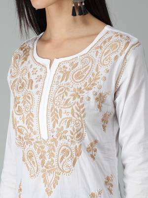 White embroidered cotton chikankari-kurtis 4