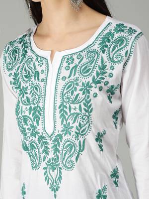 White embroidered cotton chikankari-kurtis 4