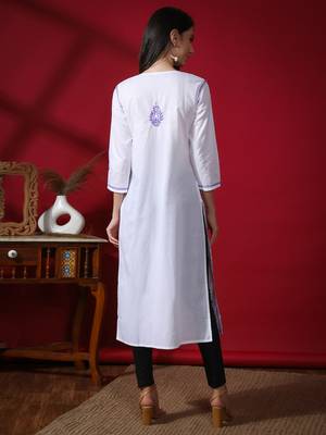 White embroidered cotton chikankari-kurtis 2