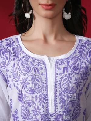 White embroidered cotton chikankari-kurtis 4