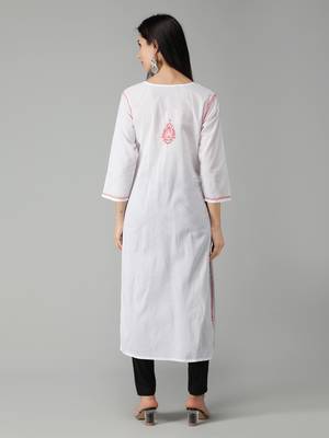 White embroidered cotton chikankari-kurtis 2