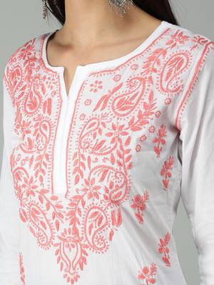 White embroidered cotton chikankari-kurtis 4