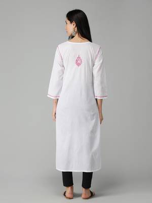White embroidered cotton chikankari-kurtis 2