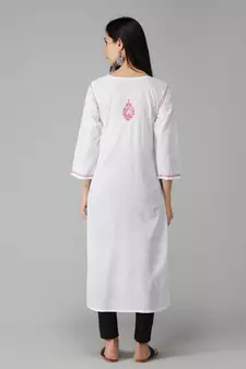 White embroidered cotton chikankari-kurtis