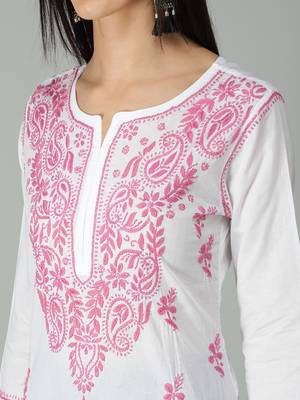 White embroidered cotton chikankari-kurtis 4