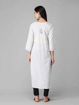 White embroidered cotton chikankari-kurtis 2