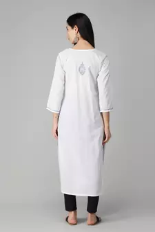 White embroidered cotton chikankari-kurtis