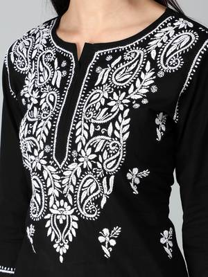 Black embroidered cotton chikankari-kurtis 4
