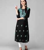 Black embroidered cotton chikankari-kurtis