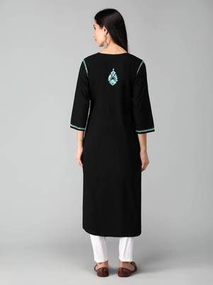 Black embroidered cotton chikankari-kurtis 2