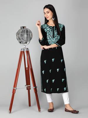 Black embroidered cotton chikankari-kurtis 3